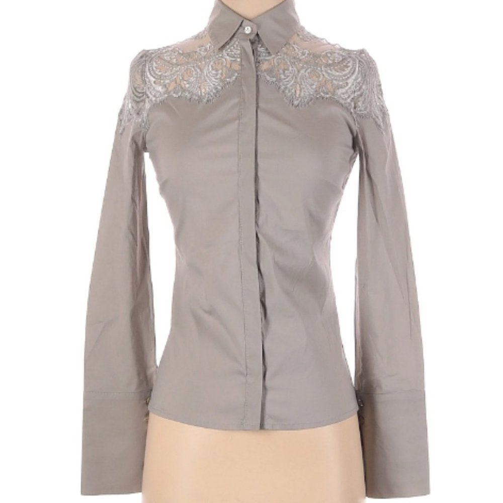 Patrizia Pepe Lace Inlay Button-Down Shirt